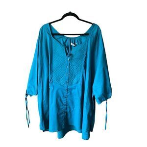 NWT SWAK Teal Lace Detailing Long Sleeve Tunic Blouse SZ 6X